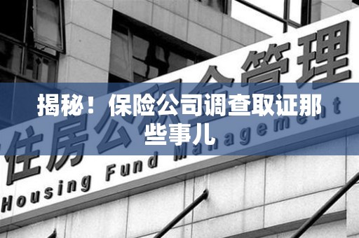 龙文揭秘！保险公司调查取证那些事儿