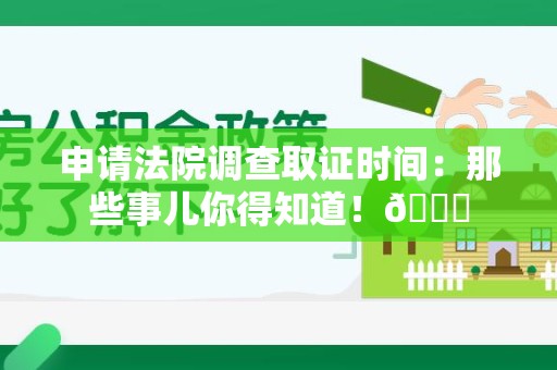 龙文申请法院调查取证时间：那些事儿你得知道！😎