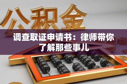 龙文调查取证申请书：律师带你了解那些事儿