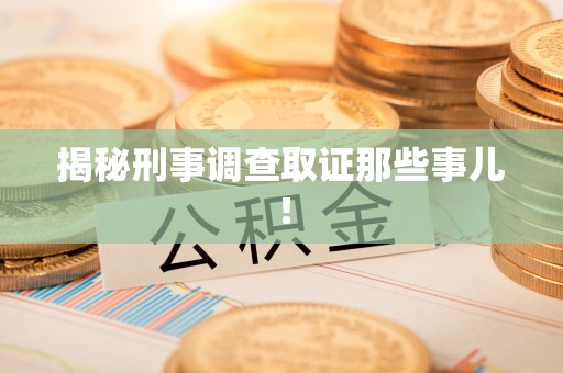 龙文揭秘刑事调查取证那些事儿！