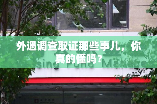 龙文外遇调查取证那些事儿，你真的懂吗？